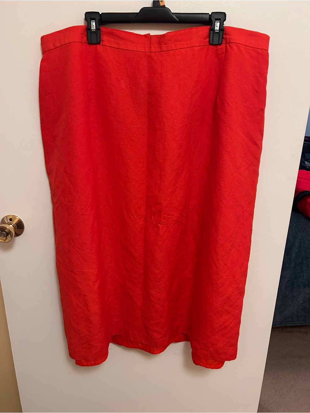 Women's orange linen Blend Midi Skirt